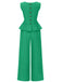 2PCS 1940s Solid Ruffle Tank Top & Straight Pants