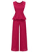 2PCS 1940s Solid Ruffle Tank Top & Straight Pants