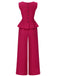 2PCS 1940s Solid Ruffle Tank Top & Straight Pants