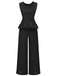 2PCS 1940s Solid Ruffle Tank Top & Straight Pants