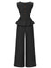2PCS 1940s Solid Ruffle Tank Top & Straight Pants