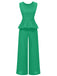 2PCS 1940s Solid Ruffle Tank Top & Straight Pants