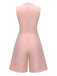 1960s Solid Stand Collar Sleeveless Romper