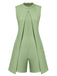 1960s Solid Stand Collar Sleeveless Romper