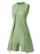 1960s Solid Stand Collar Sleeveless Romper