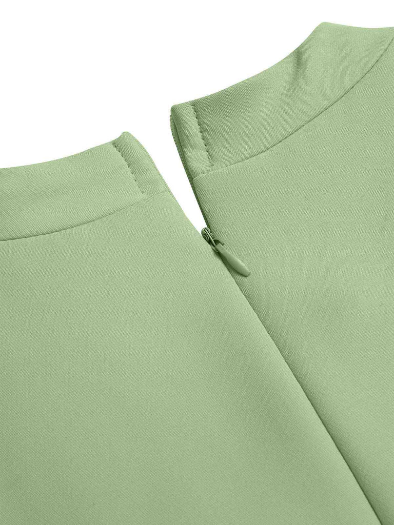 1960s Solid Stand Collar Sleeveless Romper