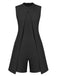 1960s Solid Stand Collar Sleeveless Romper