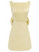 1960s Square Neck Back Bow Satin Dress