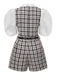 Black & White 1970s Lapel Plaid Belted Romper