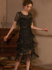 Black 1920s Sequined Tassel Flapper Dress