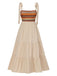 Beige 1970s Boho Style Shoulder Tie Dress