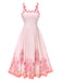 Pink 1950s Bohemia Floral Backless Spaghetti Straps Dress