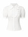 [Pre-Sale] White 1950s Cut-Out Lace Puff Sleeve Blouse