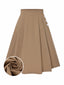 [Pre-Sale] Khaki 1950s Button High-Waist Solid Skirt