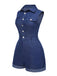 [Pre-Sale] Blue 1970s Solid Cotton Sleeveless Denim Romper