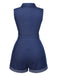 [Pre-Sale] Blue 1970s Solid Cotton Sleeveless Denim Romper