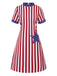 [Pre-Sale] Red 1960s Independence Day Vertical Stripe Dress