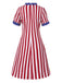[Pre-Sale] Red 1960s Independence Day Vertical Stripe Dress