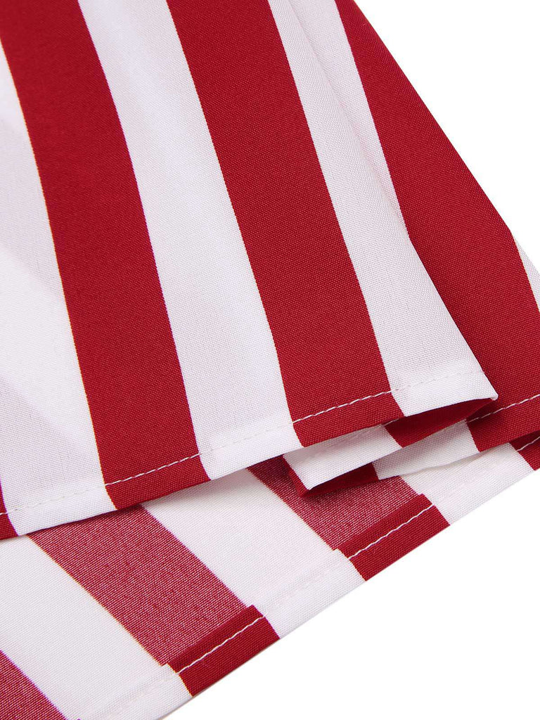 [Pre-Sale] Red 1960s Independence Day Vertical Stripe Dress