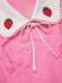 [Pre-Sale] Pink 1950s Cotton Strawberry Embroidered Puff Sleeves Dress