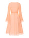 [Pre-Sale] Peach 1970s Sheer Flare Sleeve Belted Dress