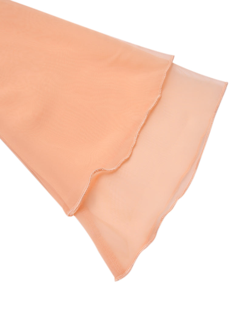[Pre-Sale] Peach 1970s Sheer Flare Sleeve Belted Dress
