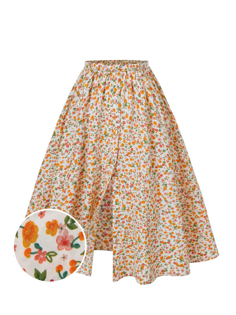 [Pre-Sale] Multicolor 1950s Ditsy Floral Button Skirt