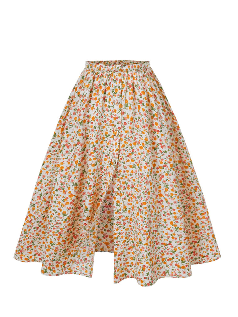 [Pre-Sale] Multicolor 1950s Ditsy Floral Button Skirt