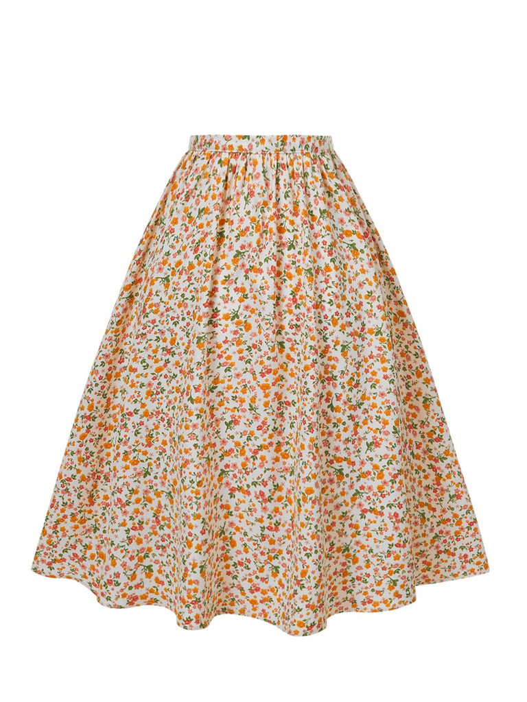 [Pre-Sale] Multicolor 1950s Ditsy Floral Button Skirt