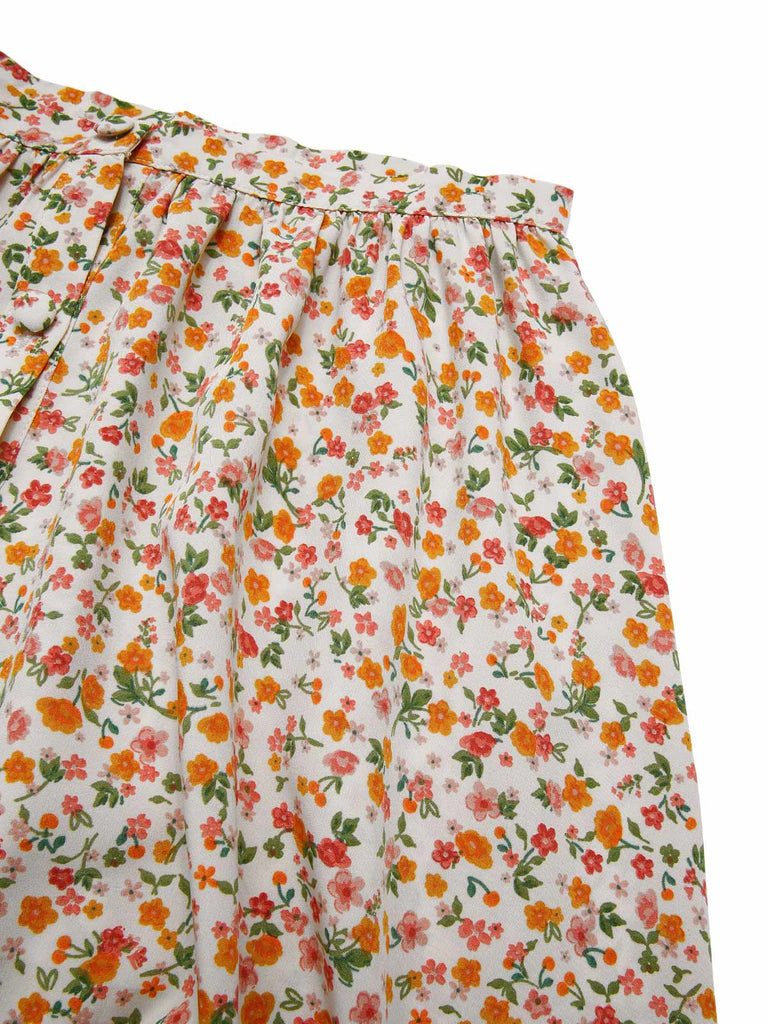 [Pre-Sale] 2PCS 1950s Button V-Neck Romper & Ditsy Floral Skirt