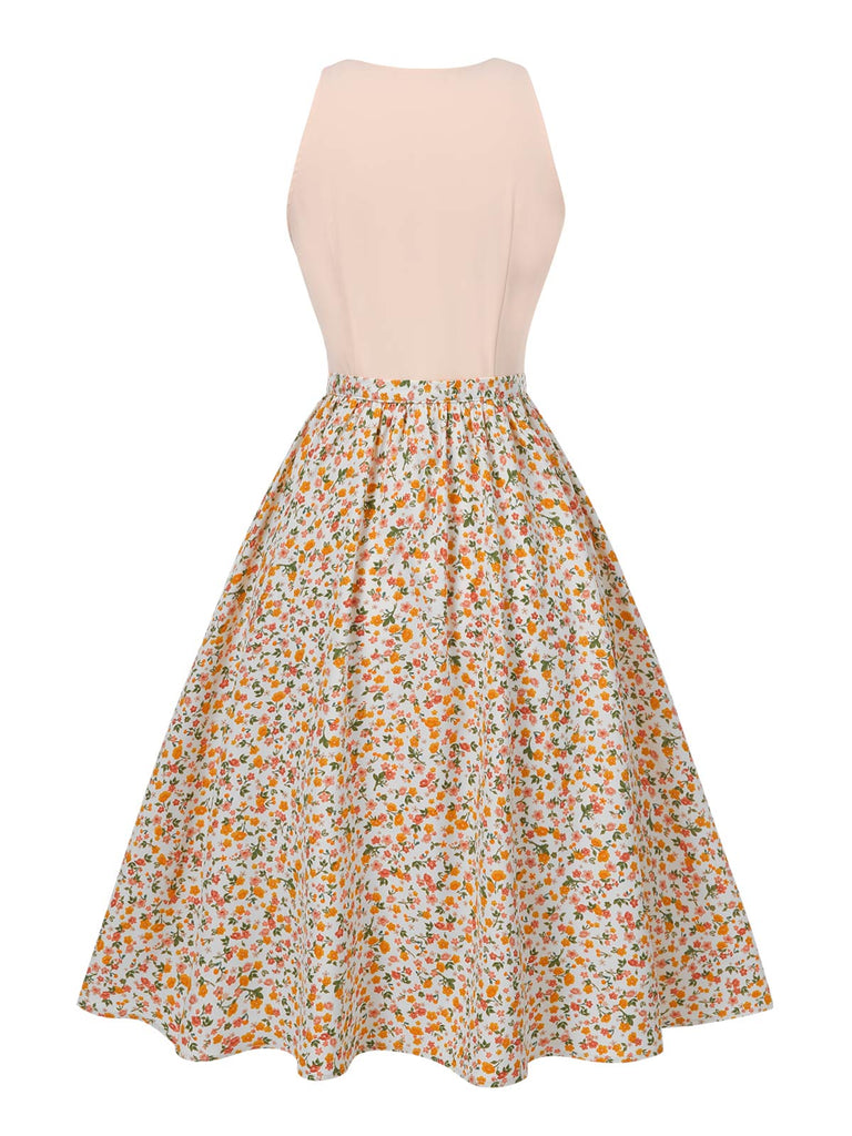[Pre-Sale] 2PCS 1950s Button V-Neck Romper & Ditsy Floral Skirt