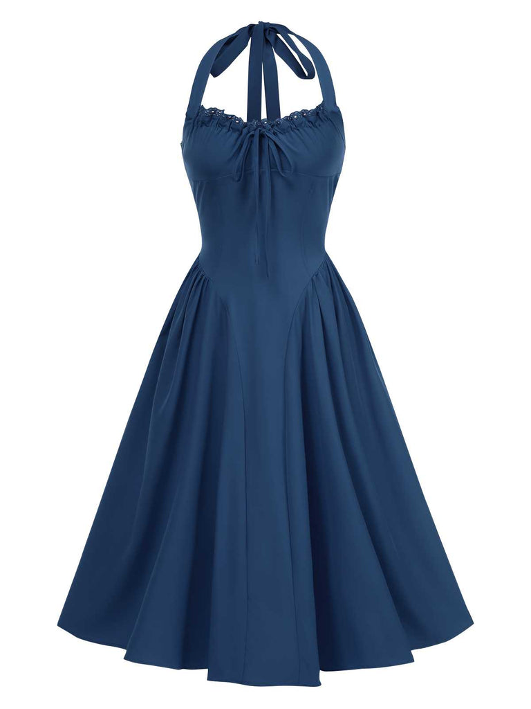 1950s Halter Solid Swing Corset Dress