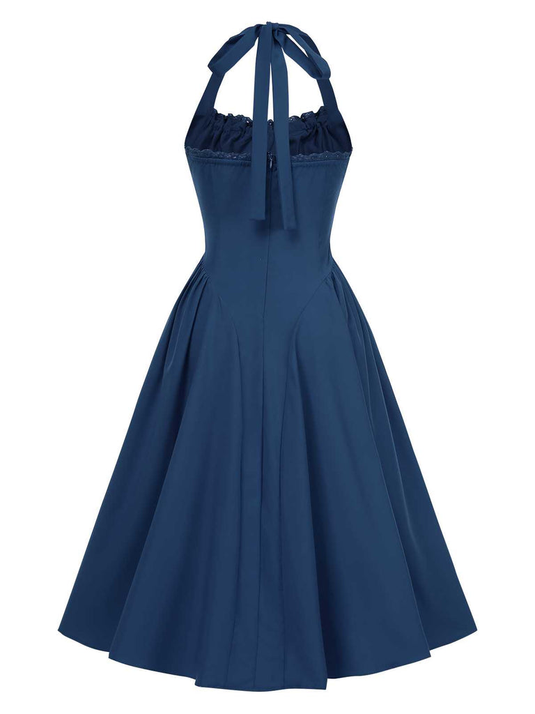 1950s Halter Solid Swing Corset Dress