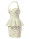 1960s Polka Dot Halter Ruffle Pencil Dress