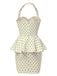 1960s Polka Dot Halter Ruffle Pencil Dress