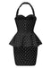 1960s Polka Dot Halter Ruffle Pencil Dress