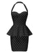 1960s Polka Dot Halter Ruffle Pencil Dress