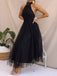 1940s Solid Sleeveless Turtleneck Halter Mesh Dress