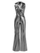 Silver 1970s V-Neck Halter Sequined Jumpsuit