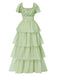 Grey Green 1970s Tiered Floral Maxi Dress