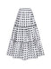 White 1970s Tiered Hem Polka Dots Skirt
