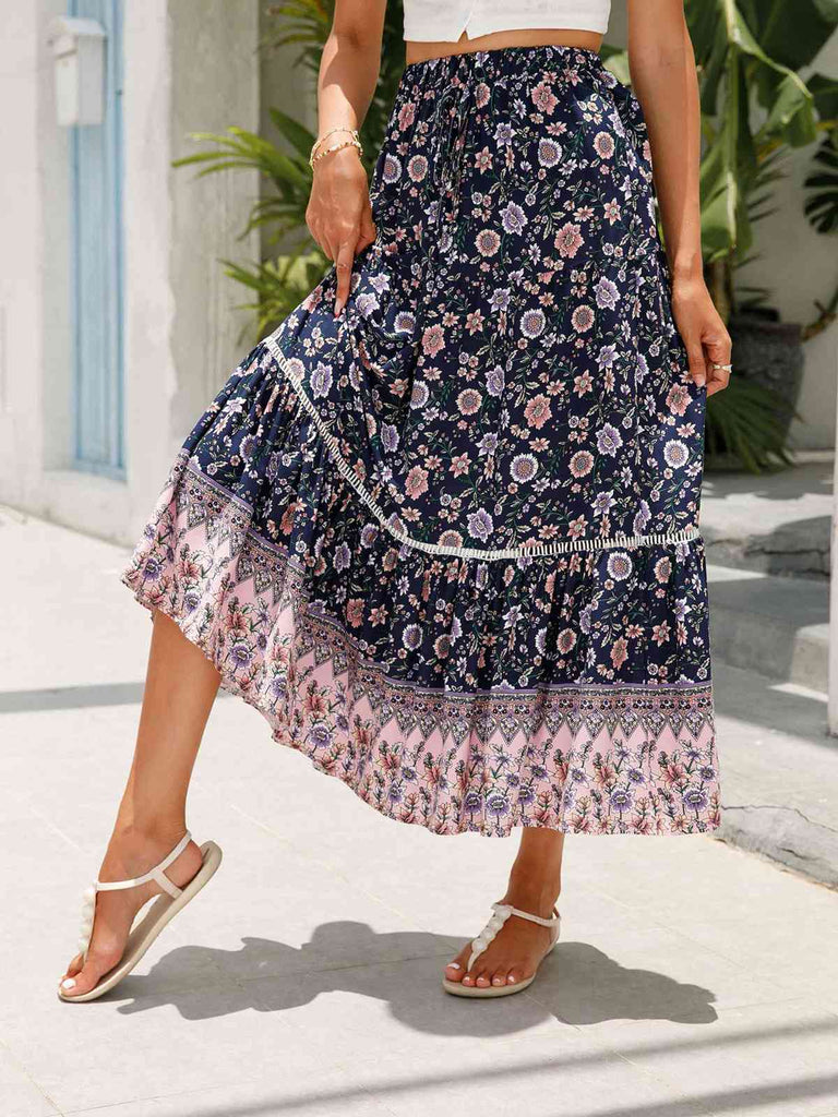 1960s Viscose Bohemian Ditsy Floral Skirt