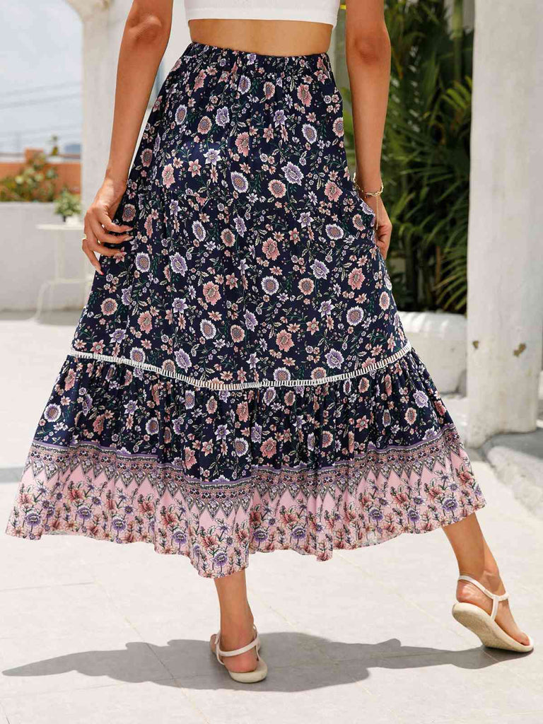 1960s Viscose Bohemian Ditsy Floral Skirt