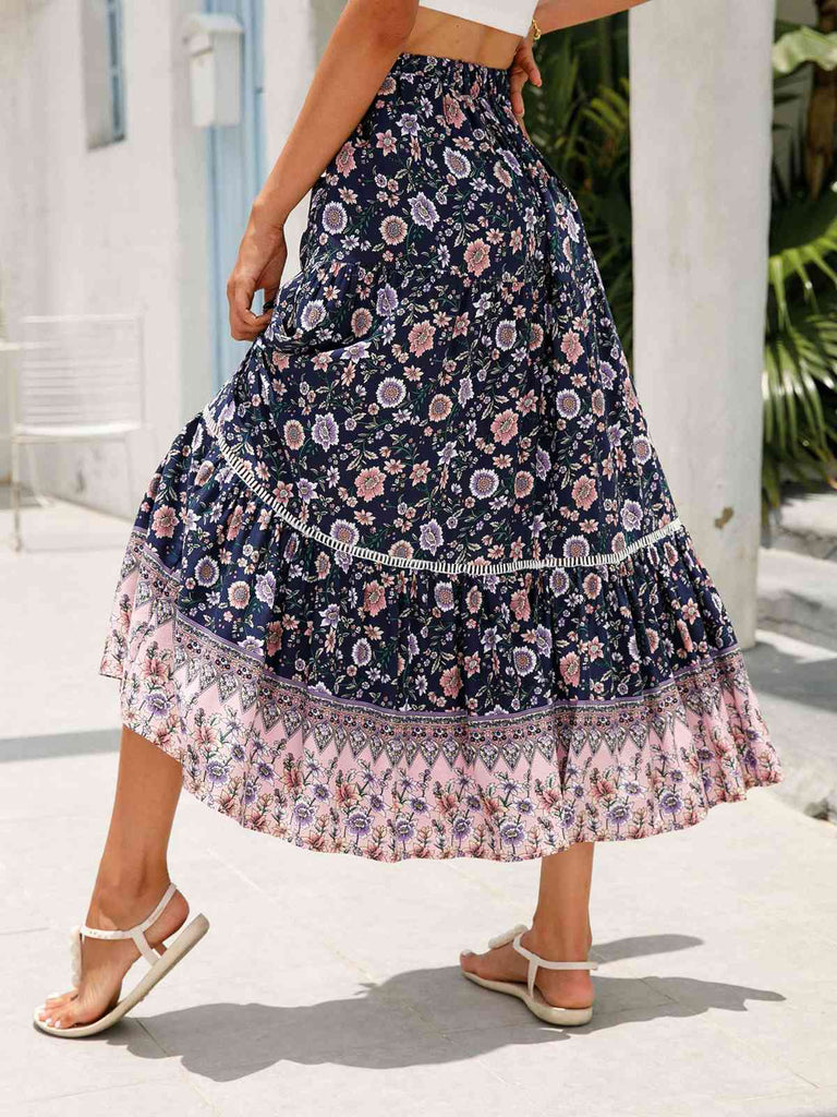 1960s Viscose Bohemian Ditsy Floral Skirt