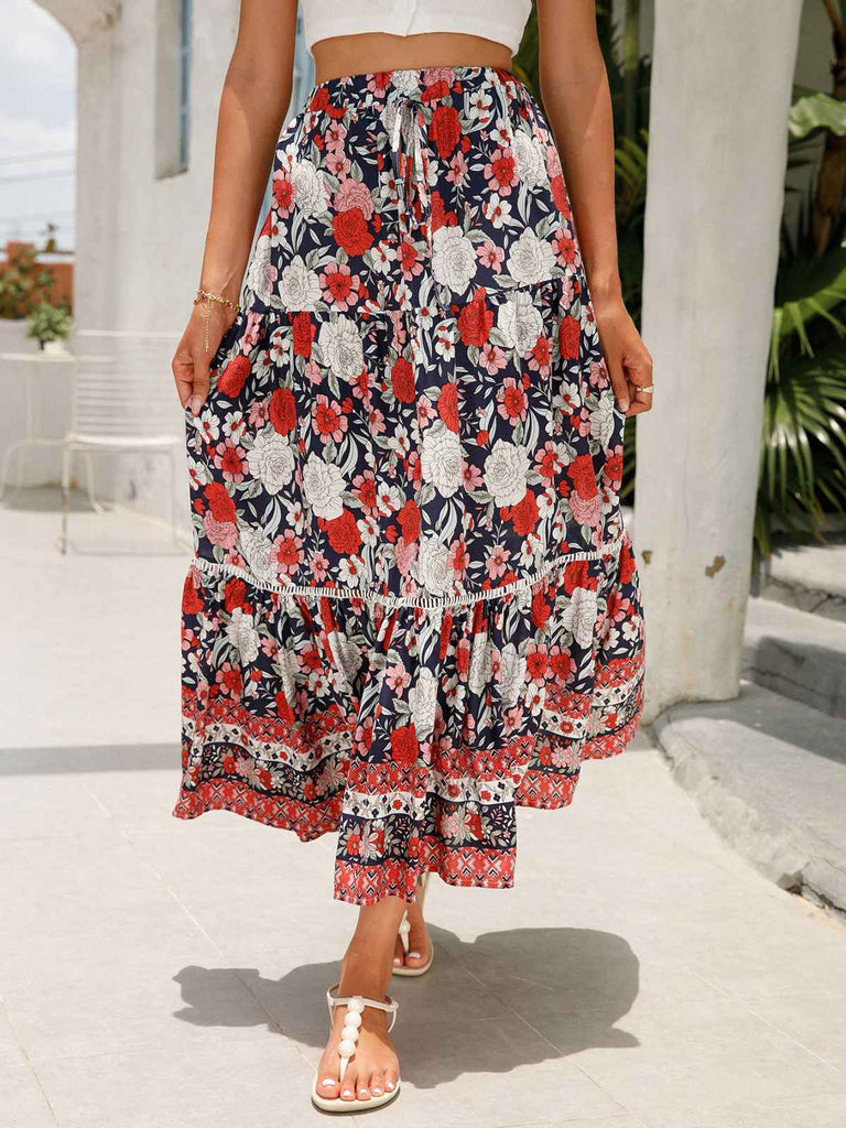 1960s Viscose Bohemian Ditsy Floral Skirt
