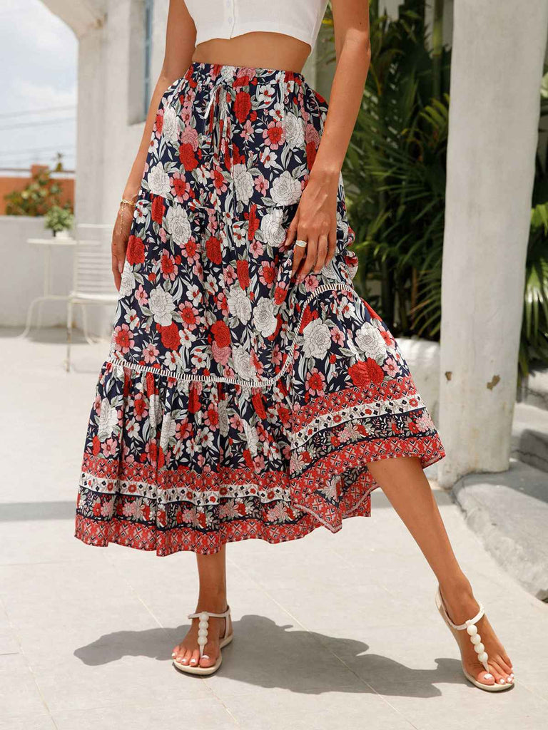 1960s Viscose Bohemian Ditsy Floral Skirt