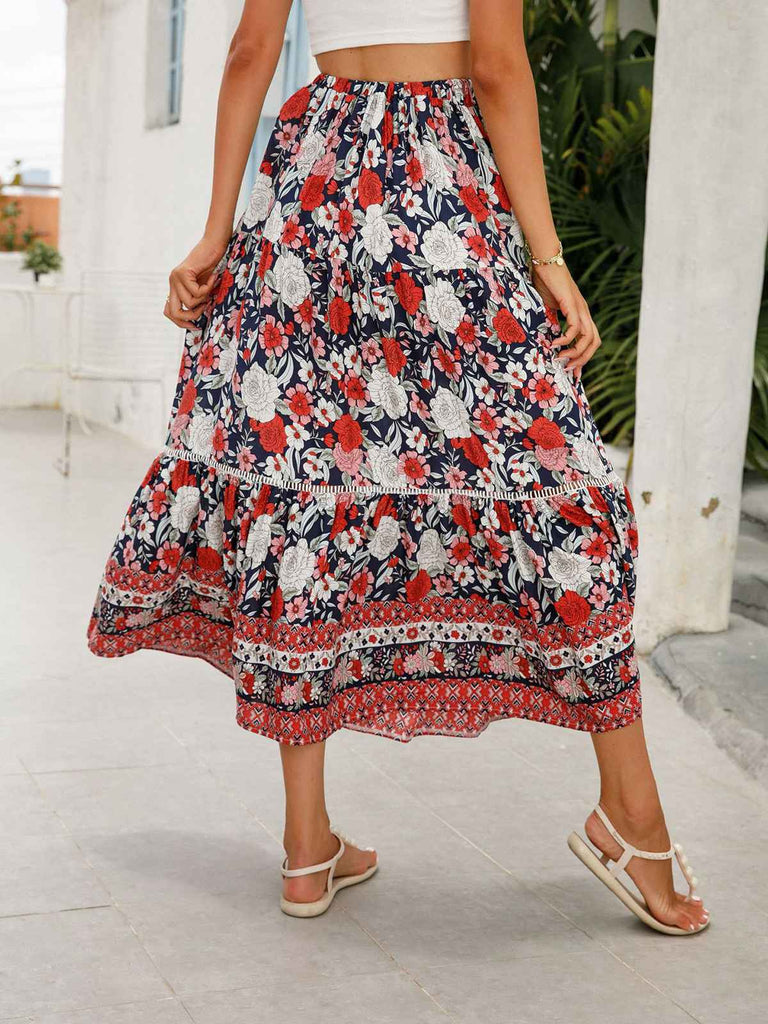 1960s Viscose Bohemian Ditsy Floral Skirt