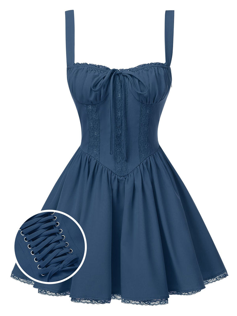1950s Strap Lace-Up Corset Mini Dress