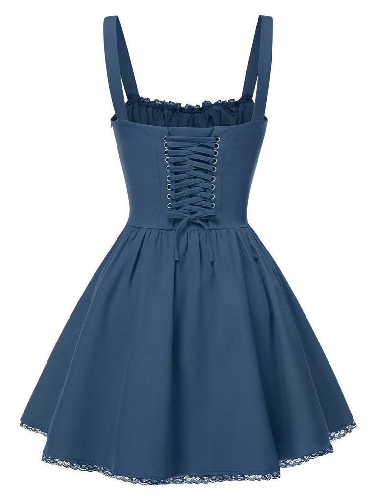 1950s Strap Lace-Up Corset Mini Dress
