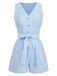 1950s V-Neck Stripes Sleeveless Belted Romper